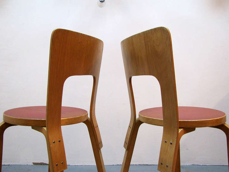 Beech Set of Six Alvar Aalto Chairs