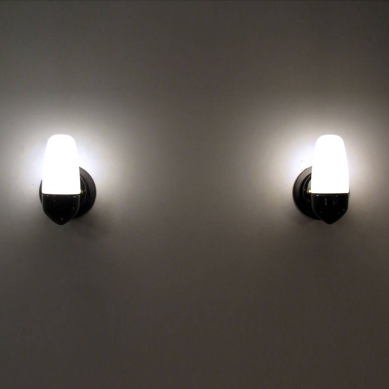 Pair of Black Wilhelm Wagenfeld Wall Lights 1