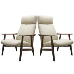 Pair of Danish High back Lounge Chairs