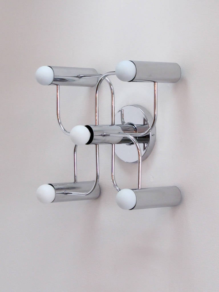 stunning German five light chrome flush mount light, can be used as wall or ceiling light