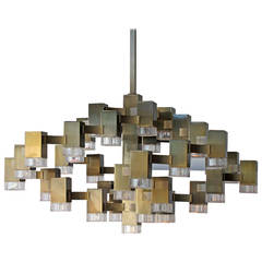 Monumental Gaetano Sciolari "Cubic" Chandelier