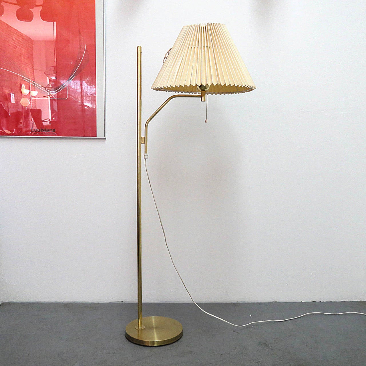 Mid-Century Modern Danish Brass Floor Lamp by Ewå Värnamo