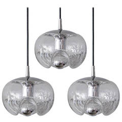Set of Three Clear Glass Hanging Lights 7