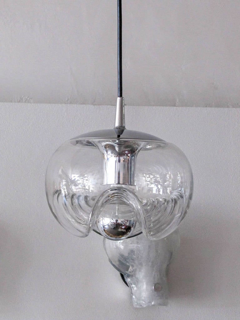 Late 20th Century Set of Three Clear Glass Hanging Lights