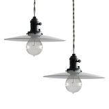 Industrial Hanging Lights with Milk Glass Shades