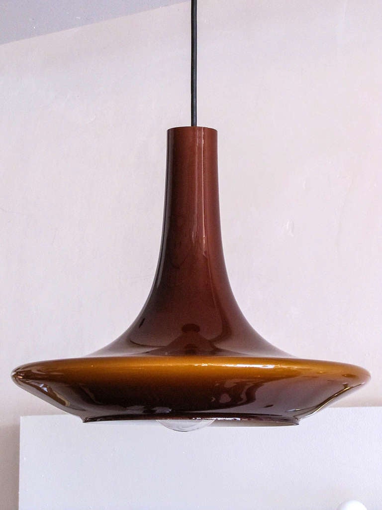 rare amber cased glass hanging light by Peill & Putzler, Germany
