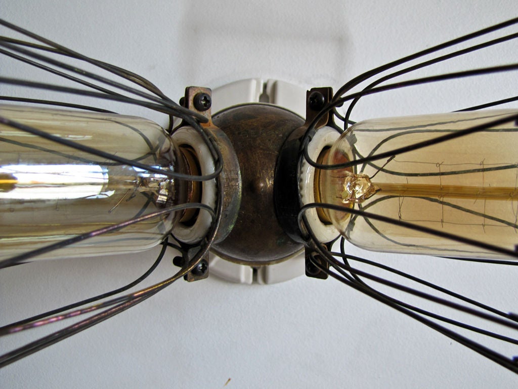 Industrial Double Cage Lights In Excellent Condition In Los Angeles, CA