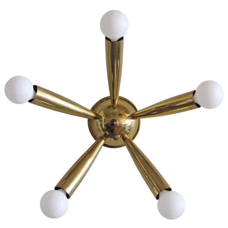 Italian Five Arm Brass Wall Light at 1stdibs