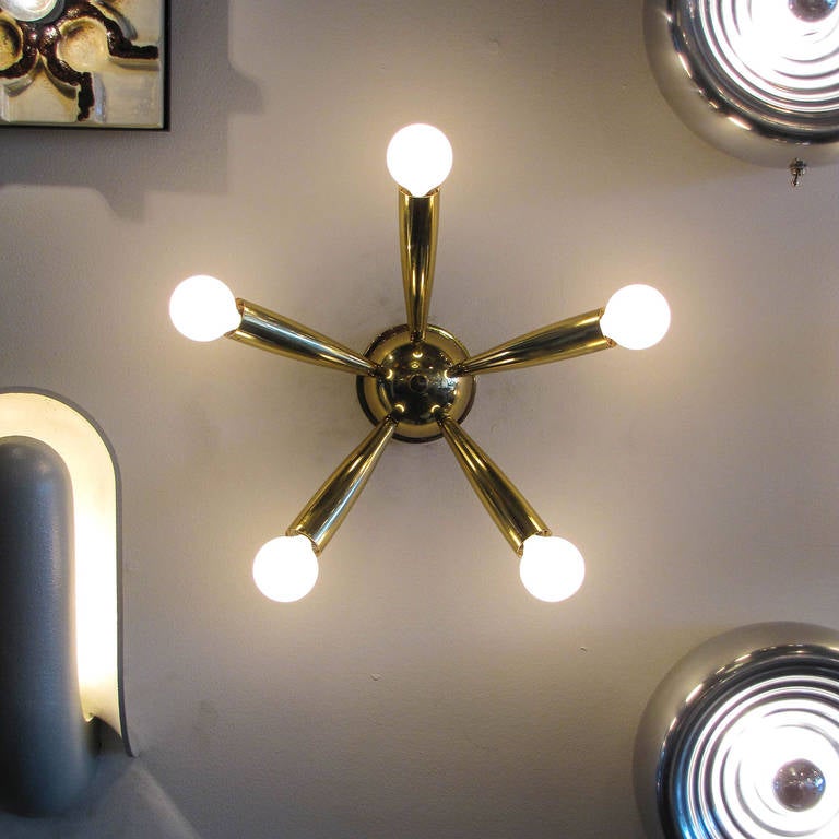 Italian Five Arm Brass Wall Light at 1stdibs