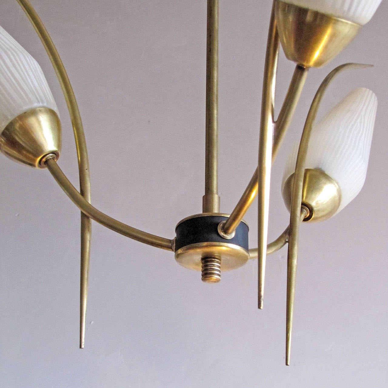 Lunel Brass & Glass Chandelier In Excellent Condition In Los Angeles, CA