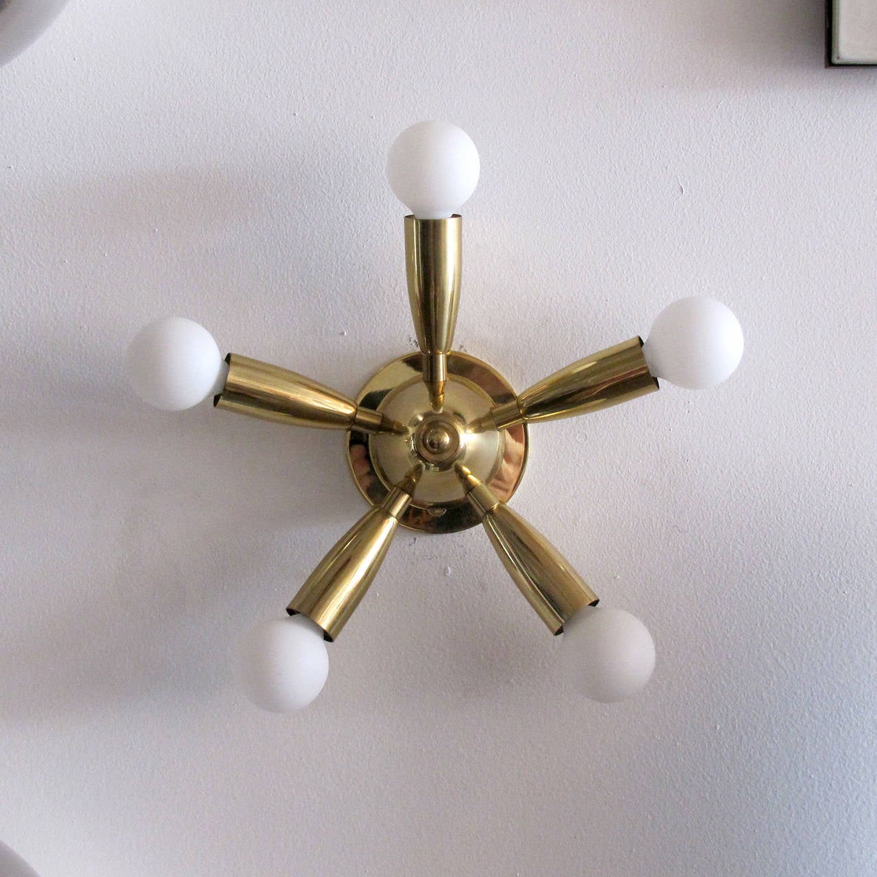 wonderful petite 5-arm sputnik brass sconce, can be used as wall or ceiling flush mount fixture
