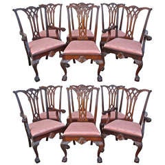 Set of 12 Philadelphia Chippendale Revival Dining Chairs