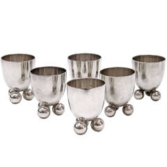 Antique Set of Six WMF Silver Egg Cups