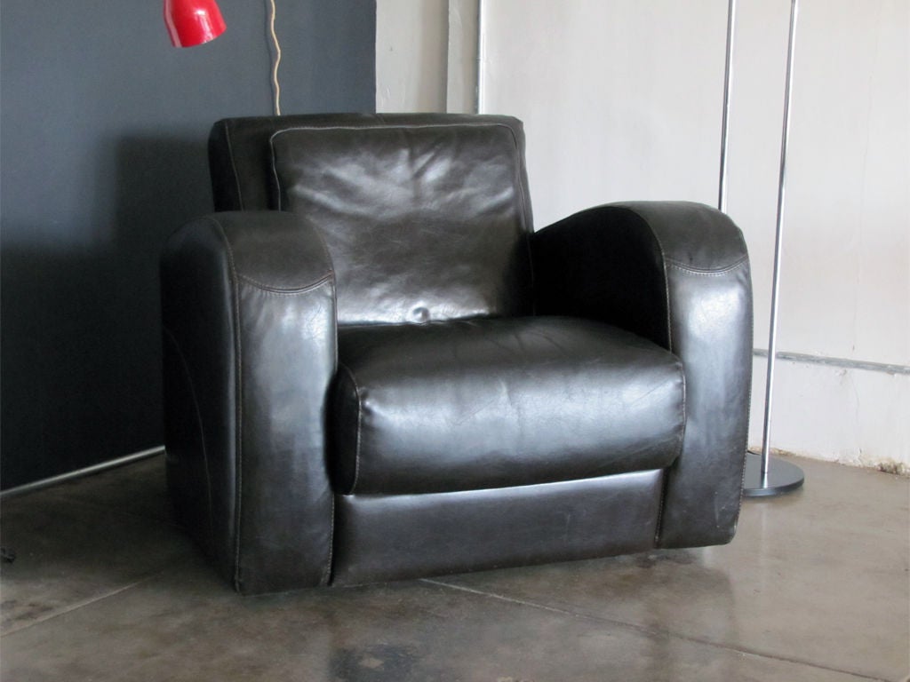 italian dark brown leather club chair by Due Linee Salotti