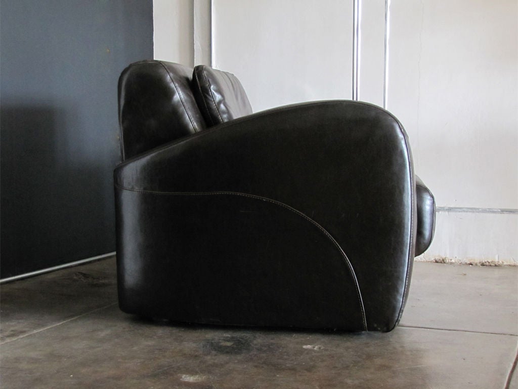 Italian Leather Club Chair In Excellent Condition In Los Angeles, CA