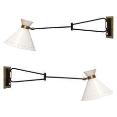 Pair of French Swing Arm Sconces by Lunel