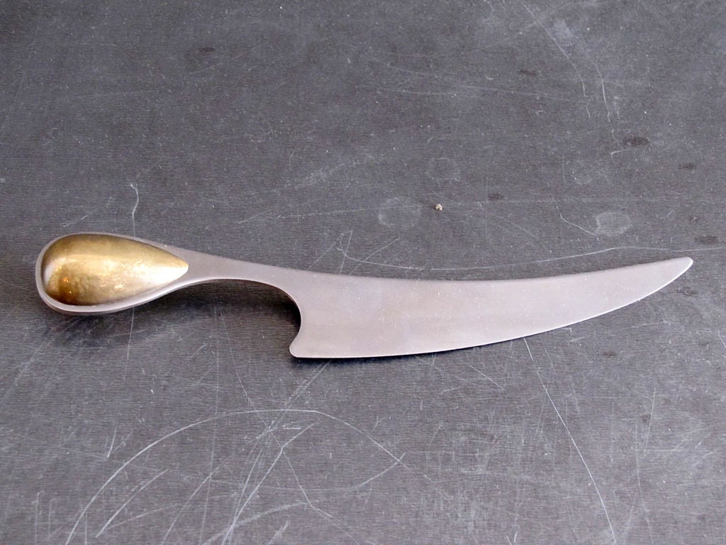 Brass Dansk Torun Cheese Knife and Board