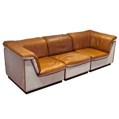Vintage Finnish Modular Leather Sofa
