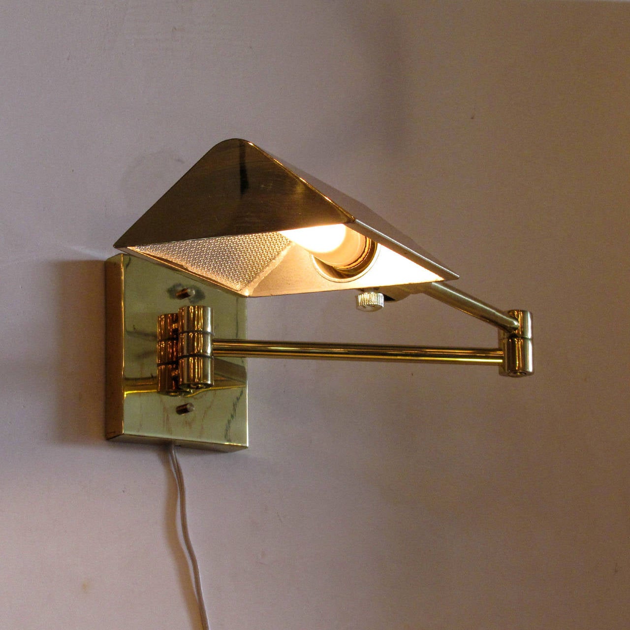 Brass Pair of Koch and Lowy Swing Arm Wall Lamps