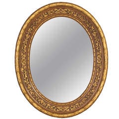 A Gilt Solid Mahogany Napoleon III Oval Mirror 2