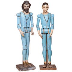 Antique Joseph and Mary Painted Articulated Figures c. 1900