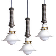 Industrial Milk Glass Hanging Lights