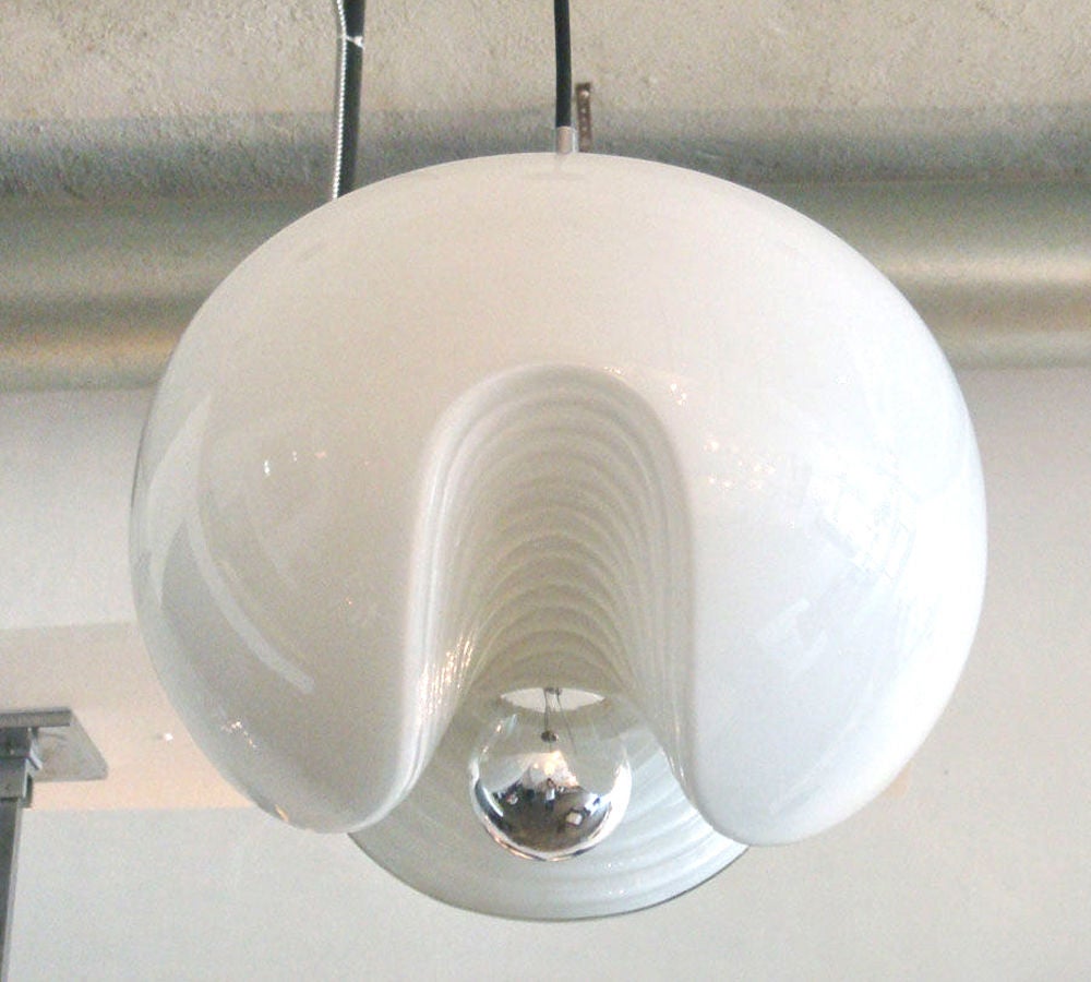 Mid-Century Modern Peill & Putzler Molded Glass Hanging Light