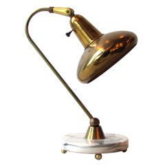 Brass Marble Table Lamp by Lightolier 7