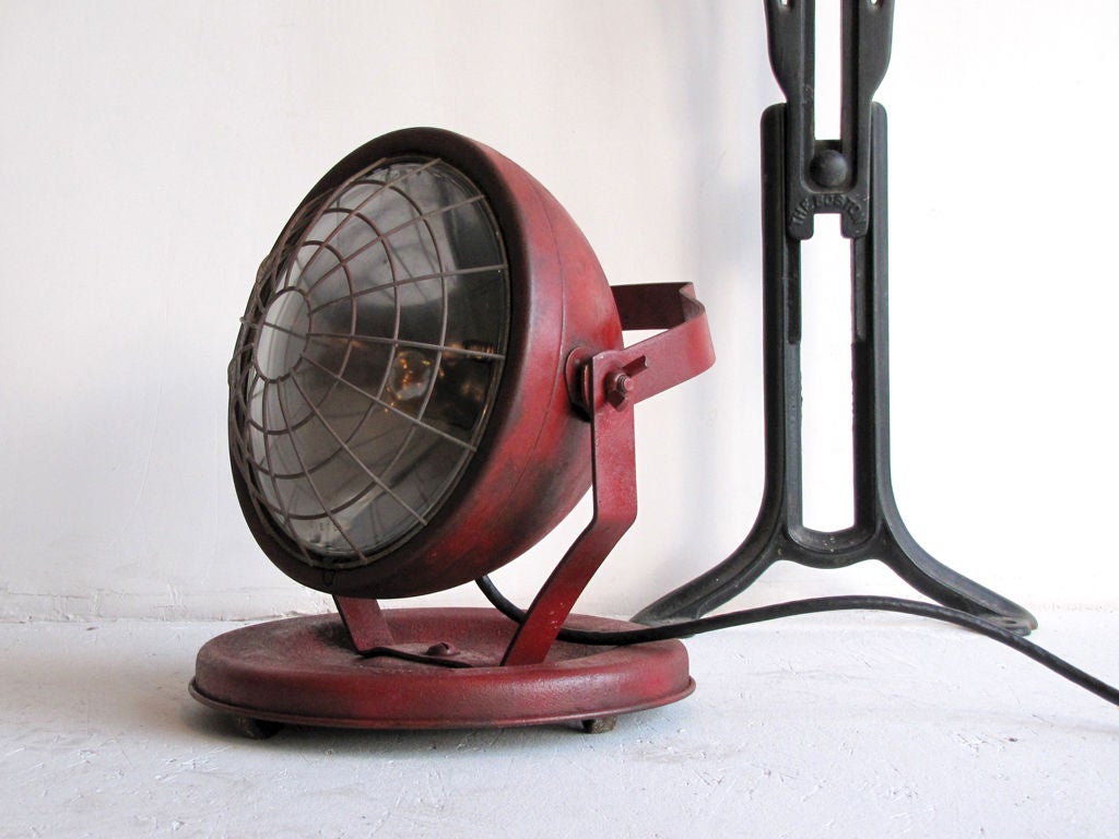 great industrial caged floor lights, fully adjustable <br />
with handle and casters