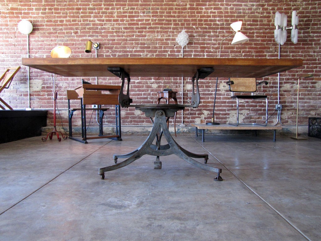 20th Century Large Adjustable Industrial Table
