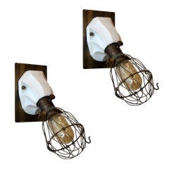 Pair of French Porcelain Cage Lights 3