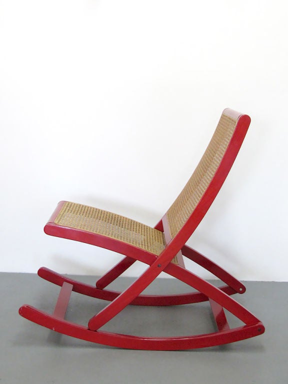 Mid-20th Century Danish Red Rocking Chair