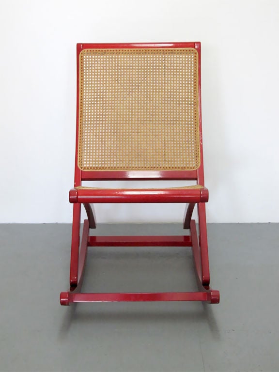 Wood Danish Red Rocking Chair