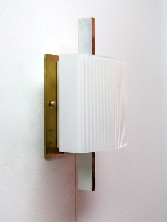 Pair of Italian Glass Wall Lamps at 1stdibs