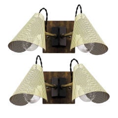 Vintage Pair of French Perforated Double Sconces
