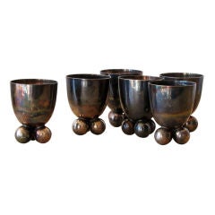 Antique Set of Six Silver Egg Cups