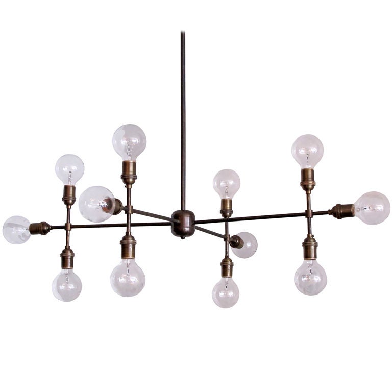 Custom Brass "Compass" Chandelier