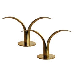 Pair of Bronze Candleholders by Ystad-Metall