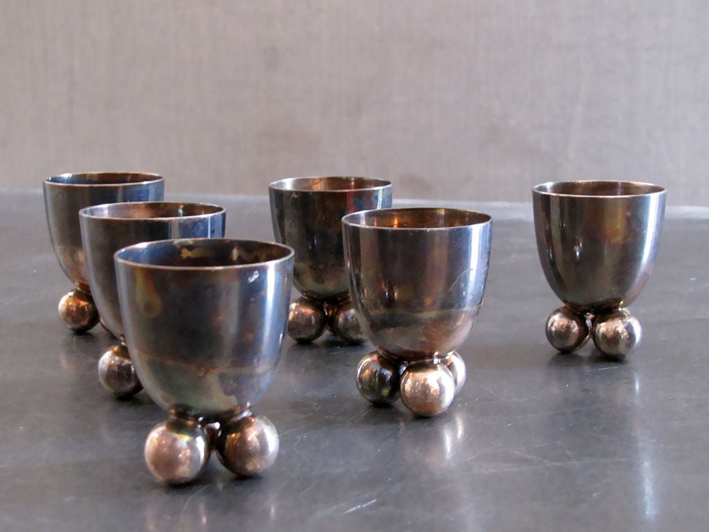 Set of Six Silver Egg Cups 1