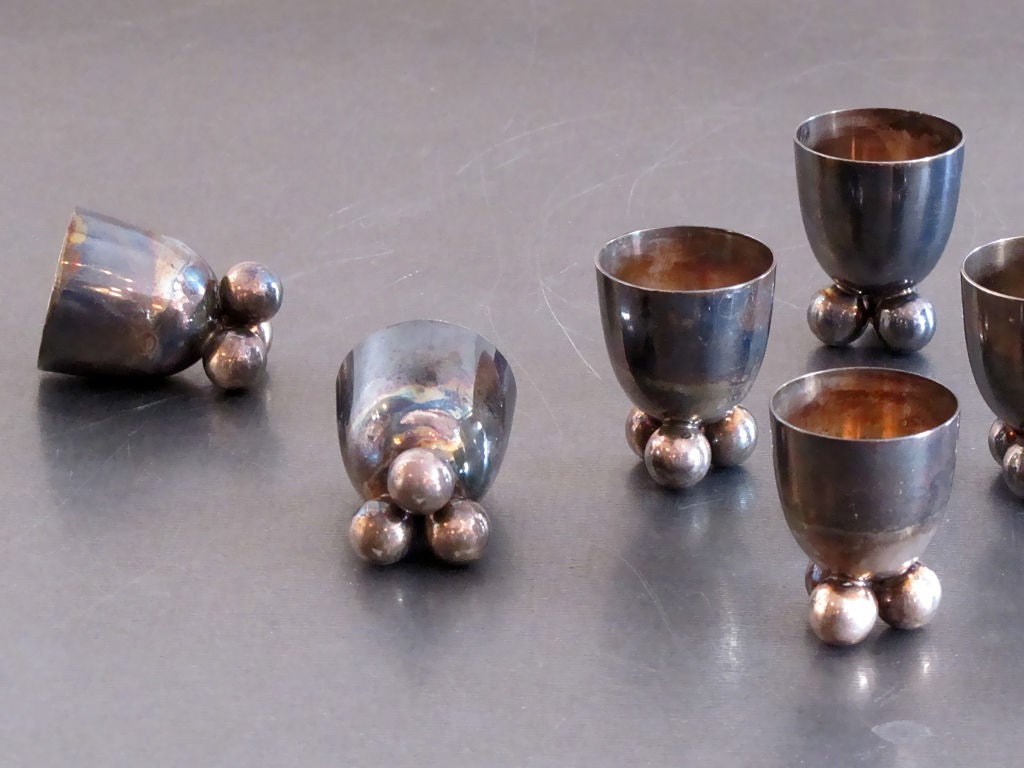20th Century Set of Six Silver Egg Cups