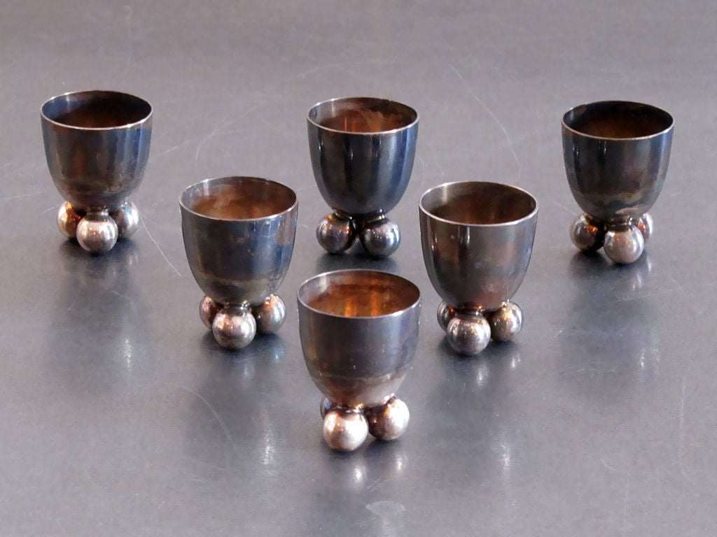 Set of Six Silver Egg Cups 5