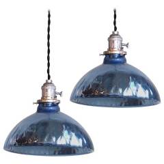 Antique Blue Mercury Glass Pendant Lights