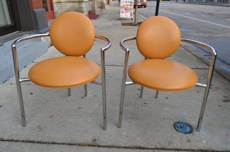 Mid-Century Modern Set of Six Brueton Chrome Dining Chairs
