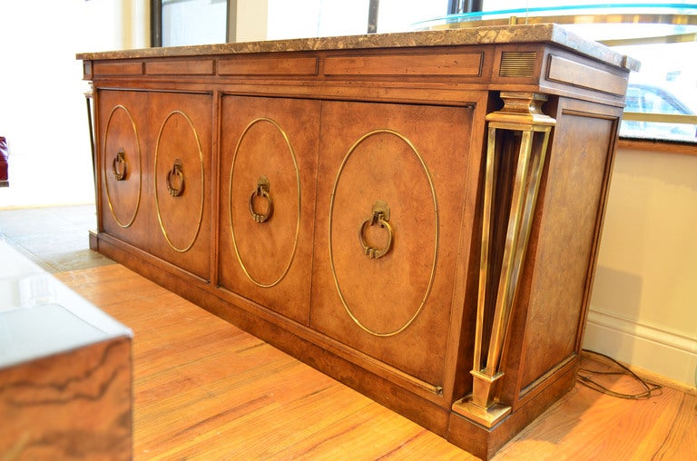 Rare Mastercraft Rare Mastercraft Credenza with Marble Top For Sale at 1stDibs