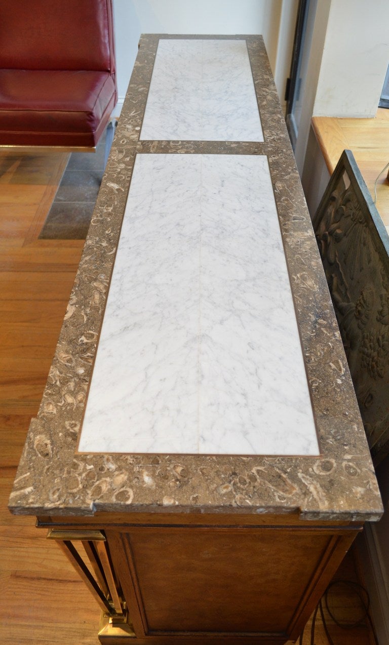 Rare Mastercraft Credenza with Marble Top For Sale at 1stDibs