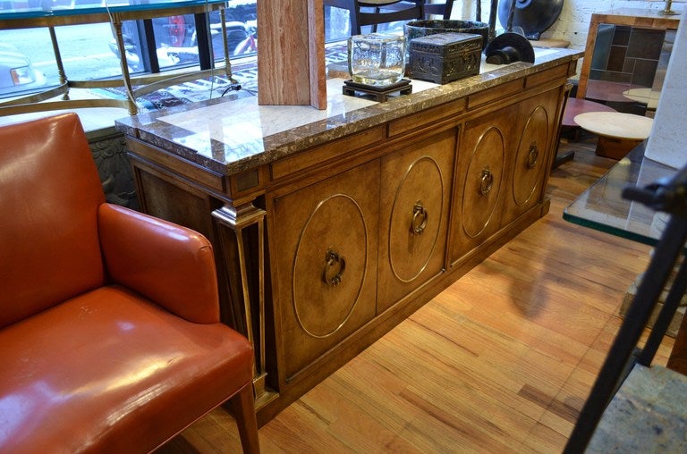 Rare Mastercraft Credenza with Marble Top For Sale at 1stDibs