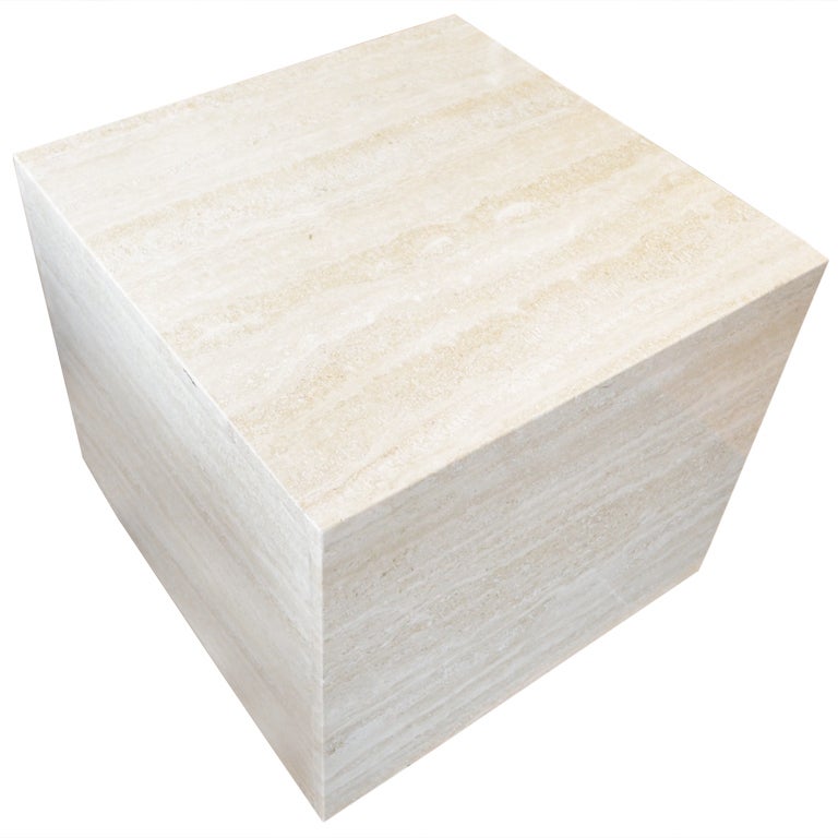 Travertine Cube Side Table For Sale at 1stDibs