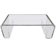 Substantial Scroll Form Lucite Coffee Table