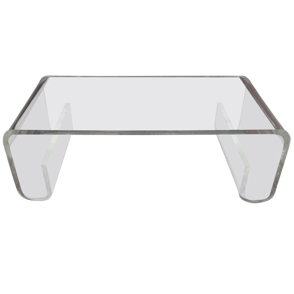Substantial Scroll Form Lucite Coffee Table