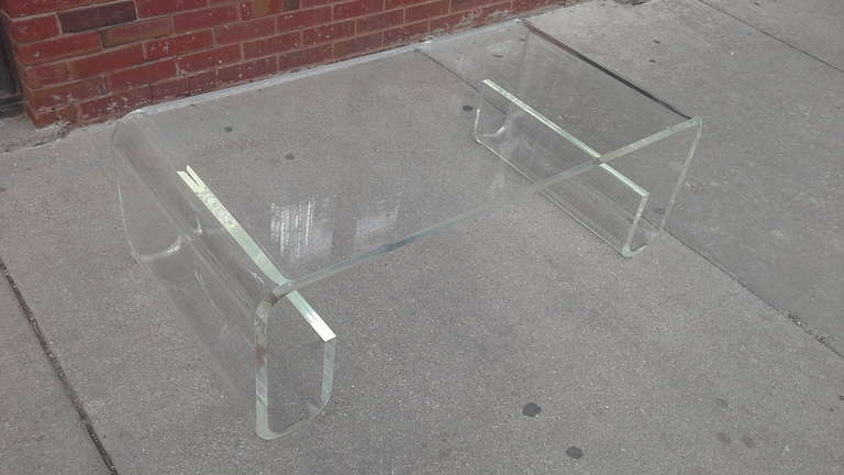 Mid-Century Modern Substantial Scroll Form Lucite Coffee Table